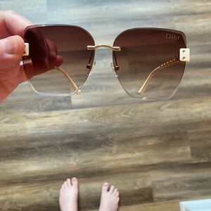 Dior Women's Gold and Brown Sunglasses